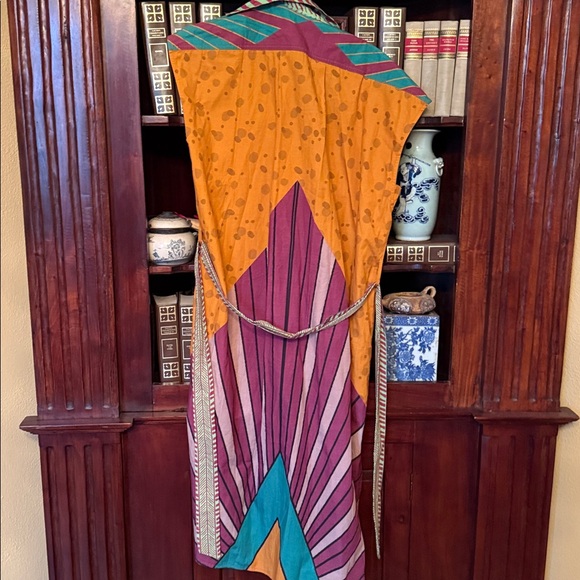 Women’s Orange Patterned Midi Dress - Picture 6 of 7